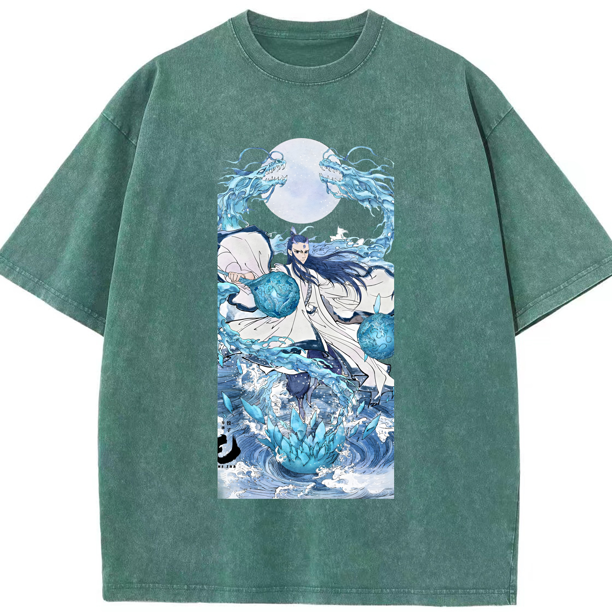 （画像用） Ne Zha 2 ナタ 魔童の大暴れ 綿100% ヴィンテージ風 半袖Tシャツ（フロントプリント）